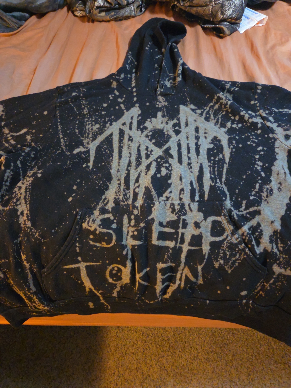 Black and Bleach-Effect Graphic Hoodie Sweater *Sleep Token*